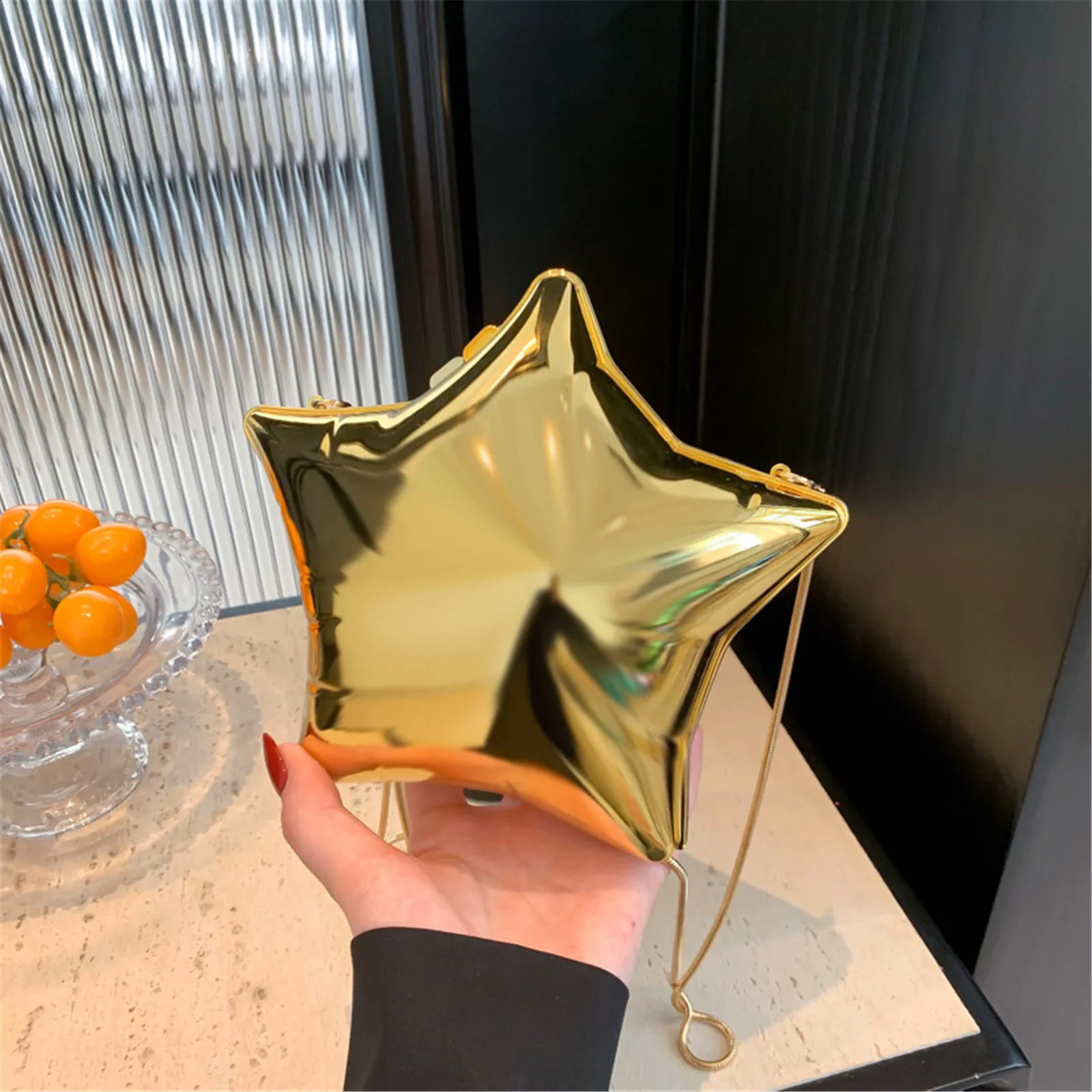 Fashion Creative Acrylic Star Shaped Crossbody Bags er Women Shoulder Bag y Silver Evening Party Clutch Purses 240824