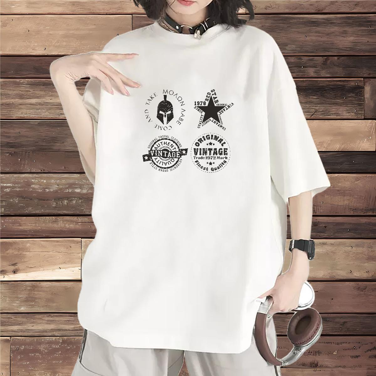 High quality Lady T shirt 230g Cotton letter Casual Women T Shirts Breathable Crew Neck Custom Printing Tops Tees