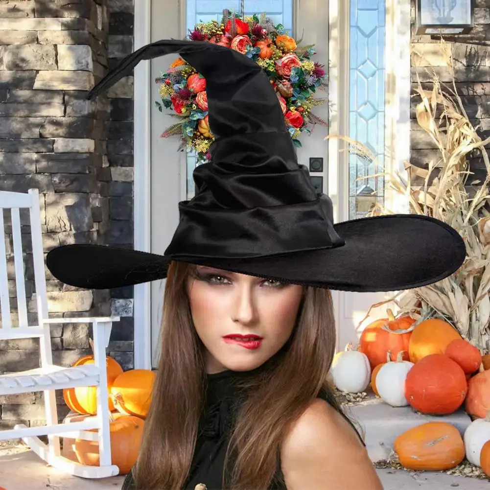 Classic Black Witch Hat Durable Reusable Witch Hat Stylish Halloween Witch Hat for Masquerade Party Cosplay Wide Brimmed Black 240823