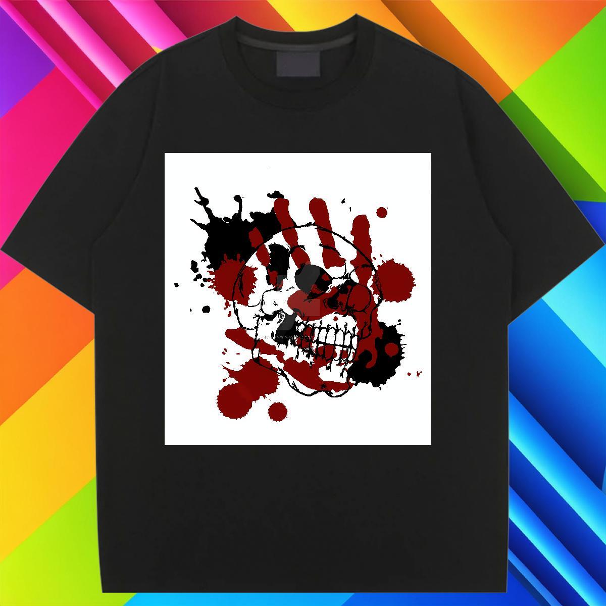 High quality Unisex Tshirts 230g Cotton skull Street Woman T Shirts O-Neck Short Sleeve Custom Cartoon Top Shirts