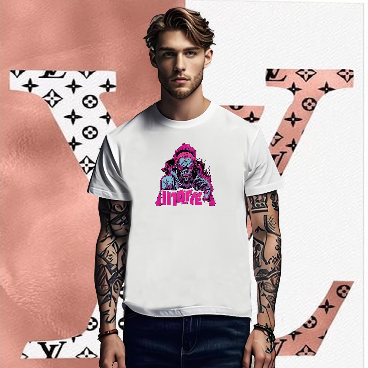 Cool T Shirt For Man 230g 100% Cotton skull Daily Outfit Oversized Crew Neck Breathable Men Tees Fashion Casual Clothings