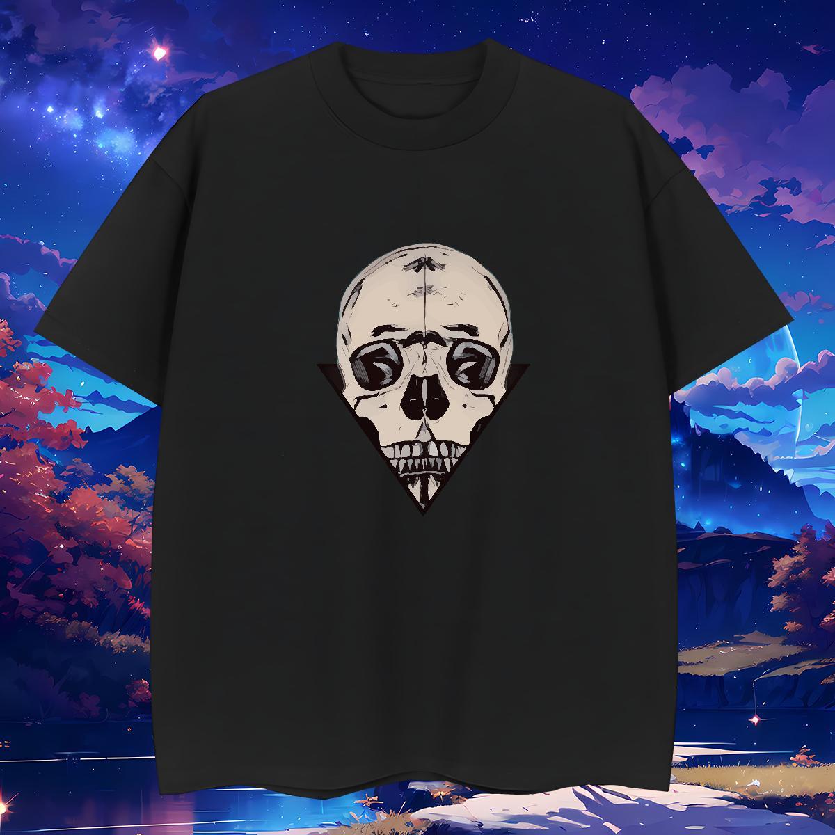 Popular T shirt 230g Cotton skull Home Outdoor Black Oversized Breathable Crew Neck Couples T Shirts Fashion Design Clothes