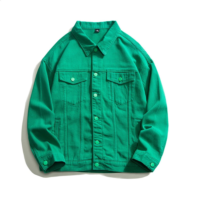 Autumn Mens Super Large White Denim Jacket Street Clothing Cotton Casual Full Match High Quality Jean Coats Blue Green Black 240824