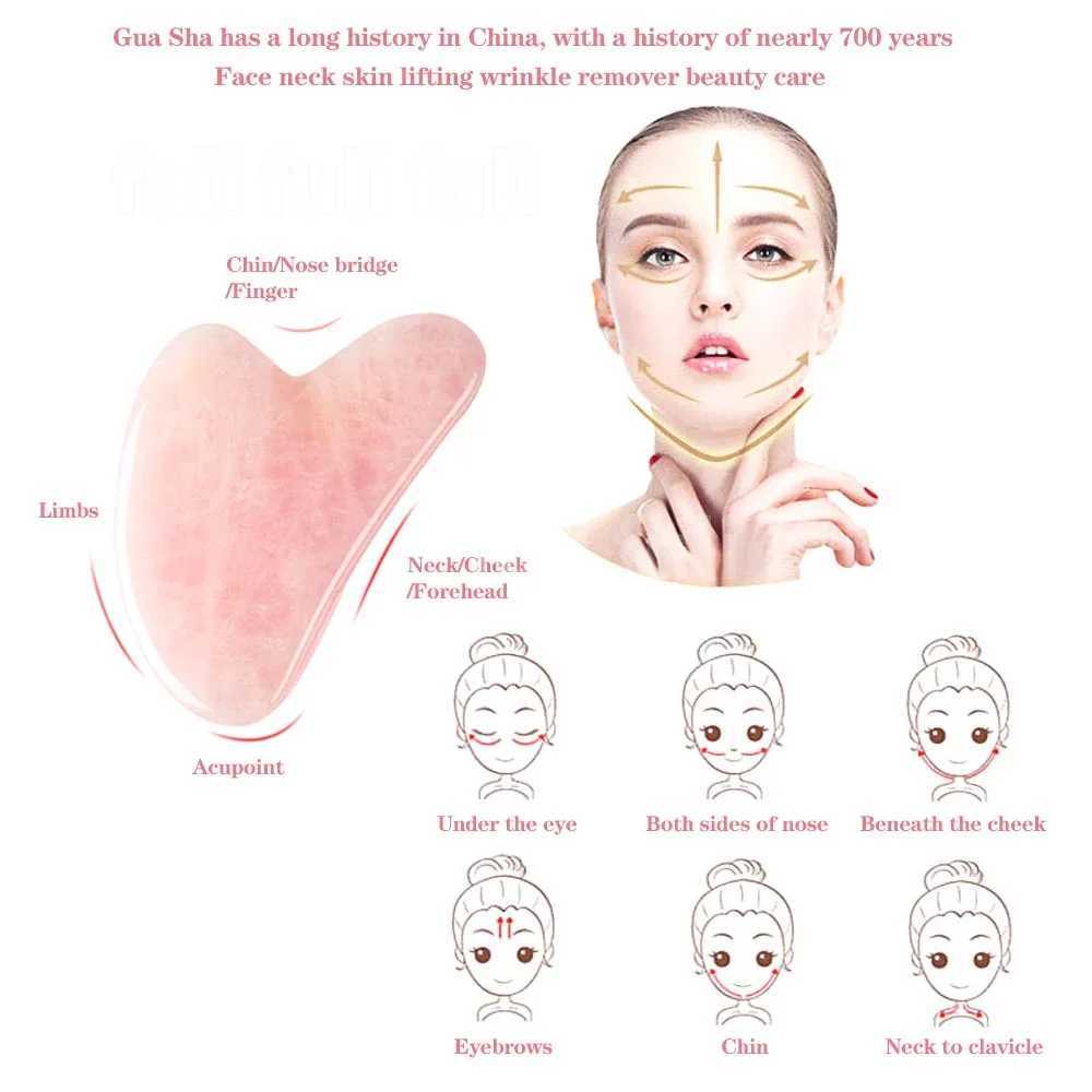 Rose Quartz Powder Crystal Jade Roller Massage Spa Pink Face Massagers gua sha Natural Stone guasha Beauty Tool Facial Lift Up CL240824