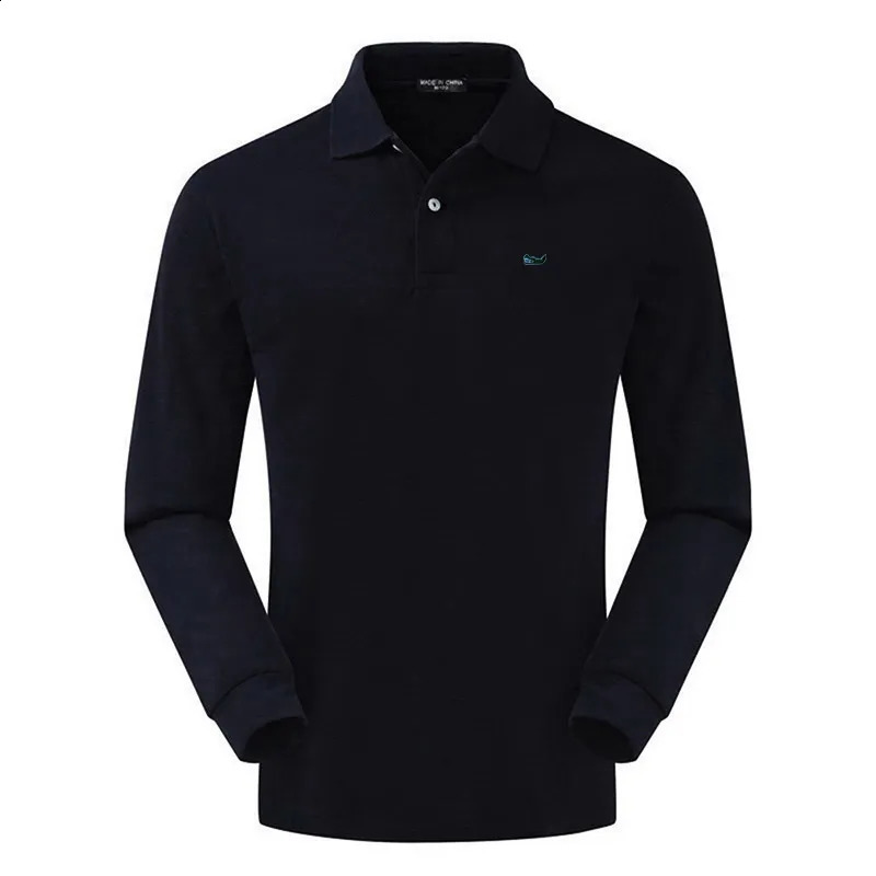100% pure cotton mens polo shirt casual suitable for sportswear long sleeved highquality Tshirt top 240823