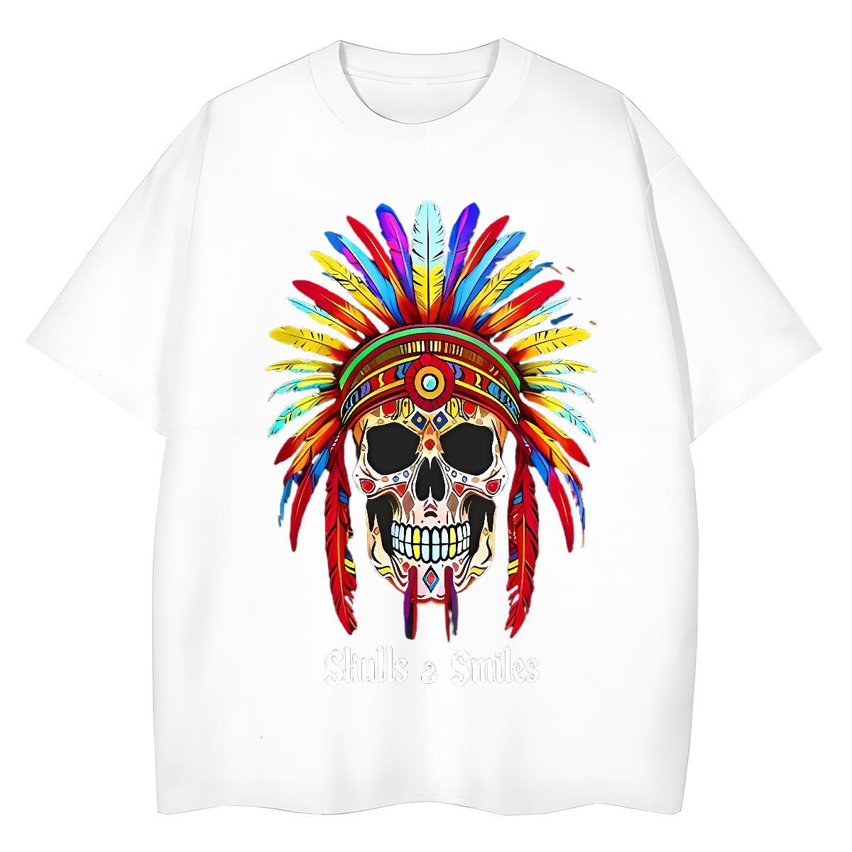 Soft Mens T Shirts 100% Cotton 230g skull Outdoor Custom Cartoon Breathable Crew Neck Men Clothes T-Shirt Classic Casual Tees Shirts