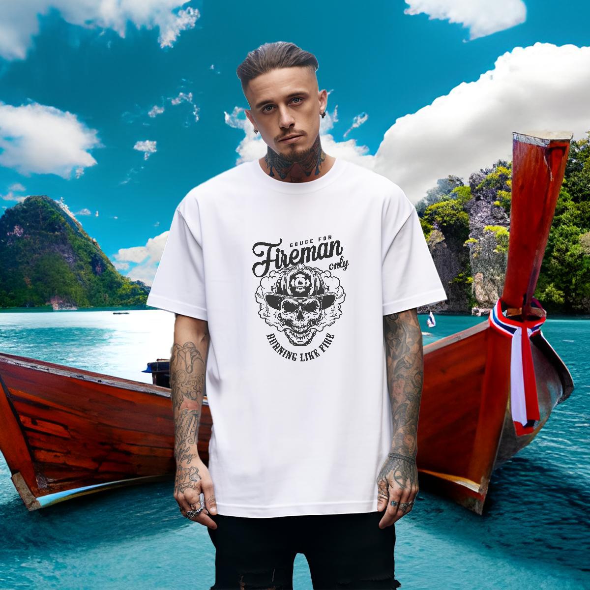 Designer Mens T Shirts 100% Cotton 230g skull Sports Casual Asian Size Crew Neck Breathable Tshirts 2024 Designer Clothes