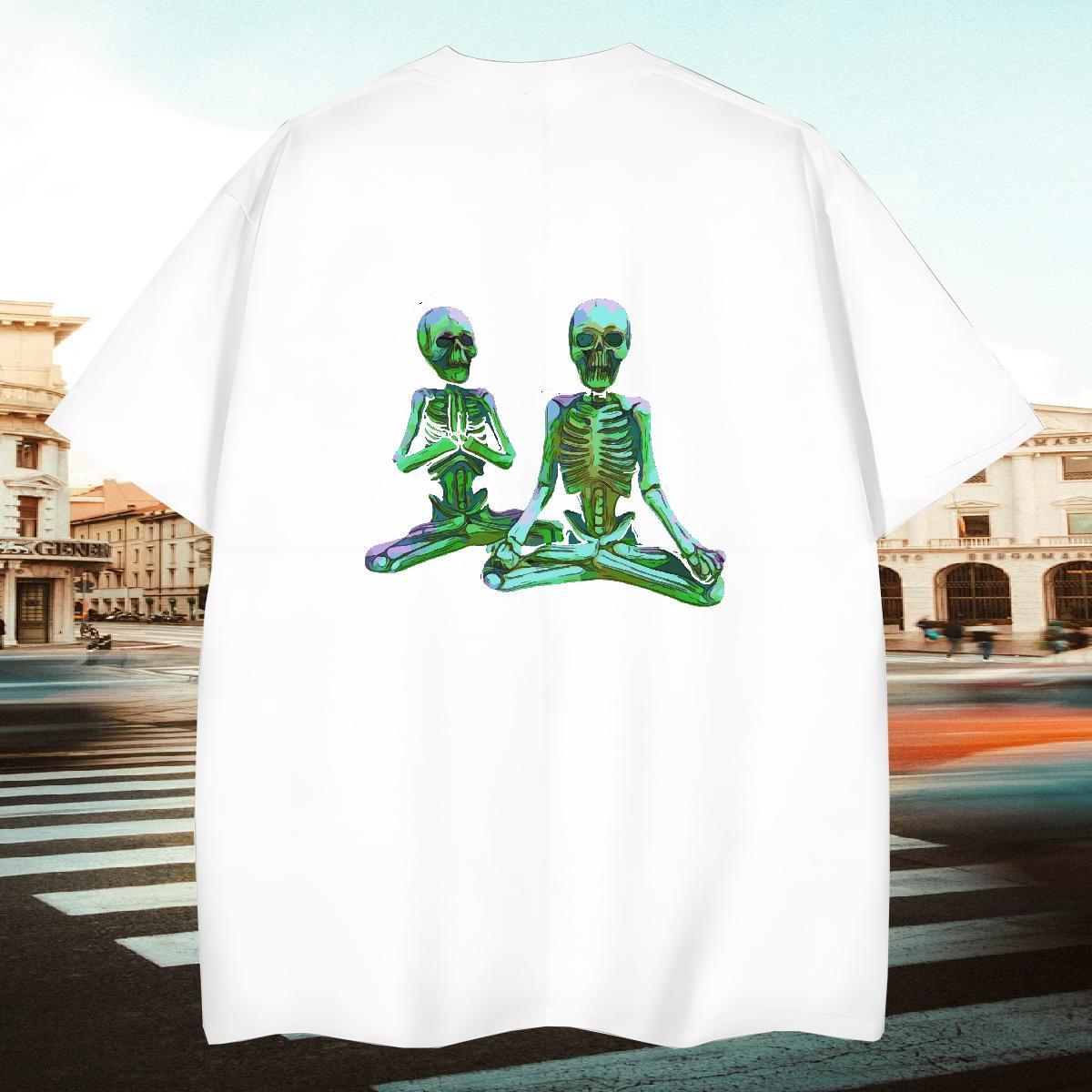 Comfortable T Shirts Men 230g Pure Cotton skull Beach Oversized 4XL Breathable Short Sleeve Men Tees Stylist Tops
