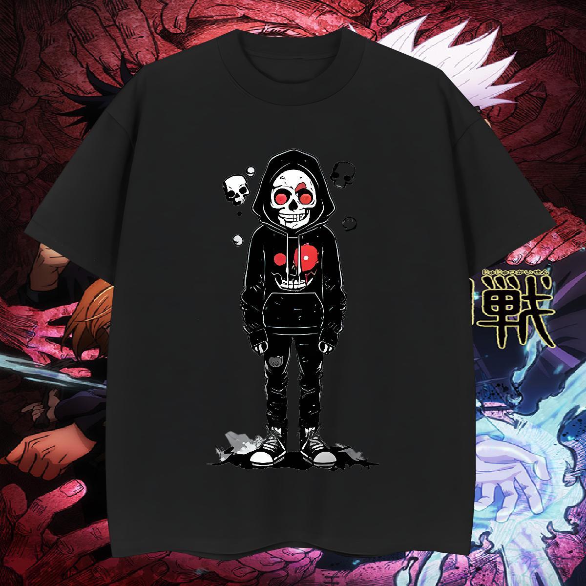 Free Shipping Men T Shirts 230g Pure Cotton skull Casual Daily Wear Anime Print Breathable Soft Men Tops Tees Stylist Tees Shirts