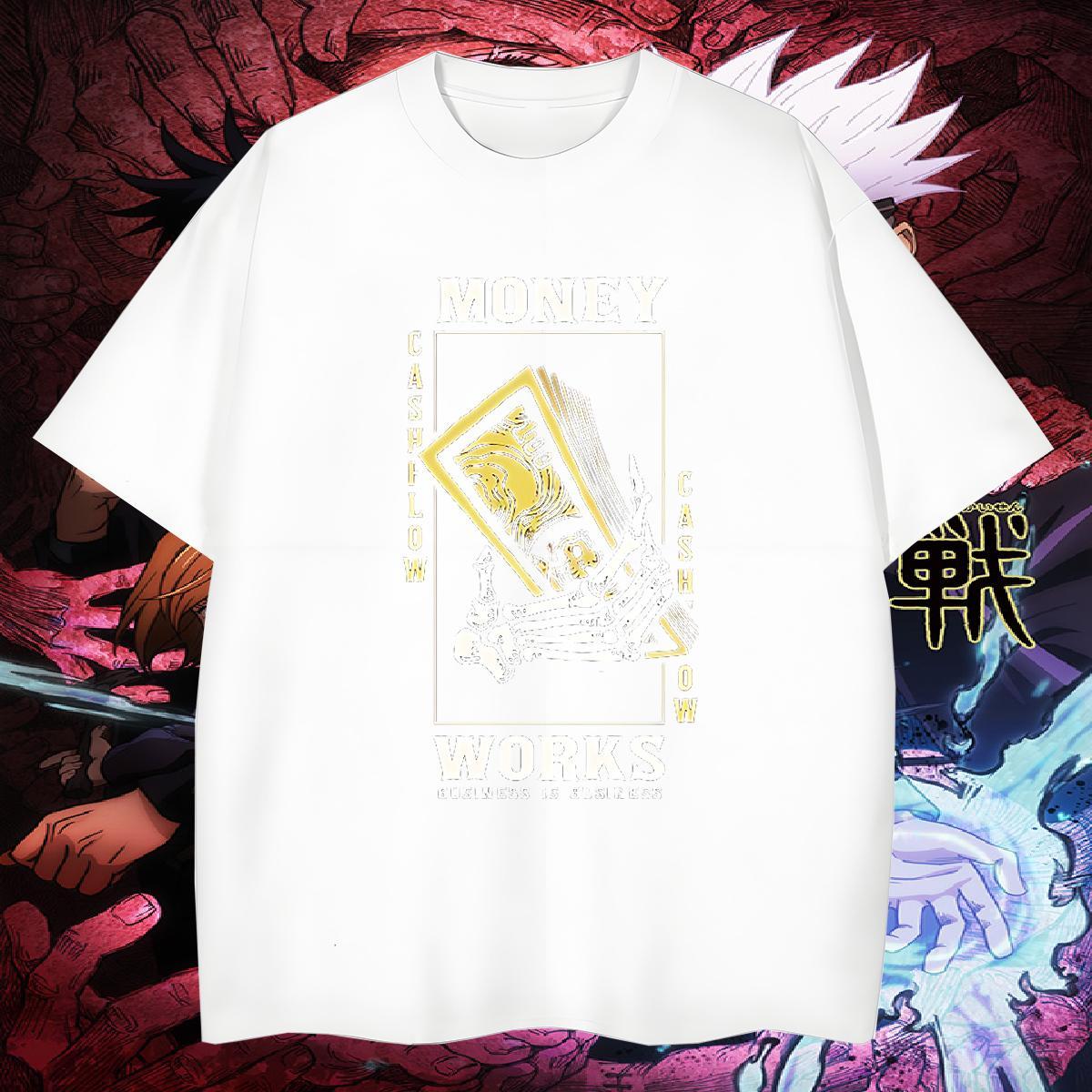 Loose T Shirts Men 230g Cotton skull High Street Hip Hop Cartoon Print Crew Neck Men Tees Wholesale Clothes