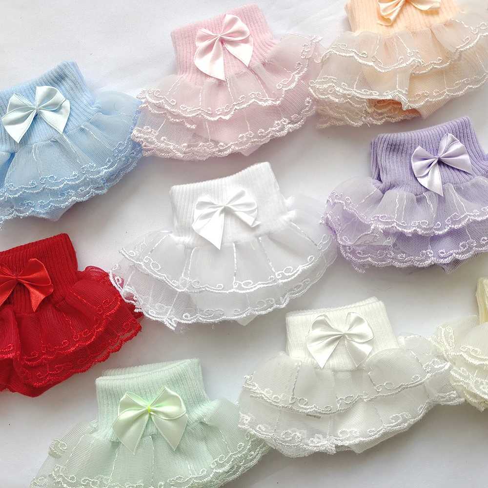 Newborn Baby Socken Lace Girls Ankle Socks Bows Toddlers Cotton Sock Cute Frilly Socks For Children Young Girls Dance Sock CL240824