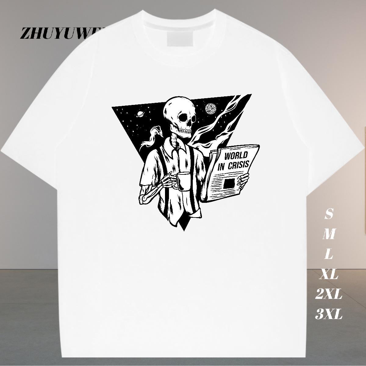 High Quality T-Shirts 230g 100% Cotton skull Spring Summer DIY Anime Pure Cotton Tshirts Stylist Tops Tees
