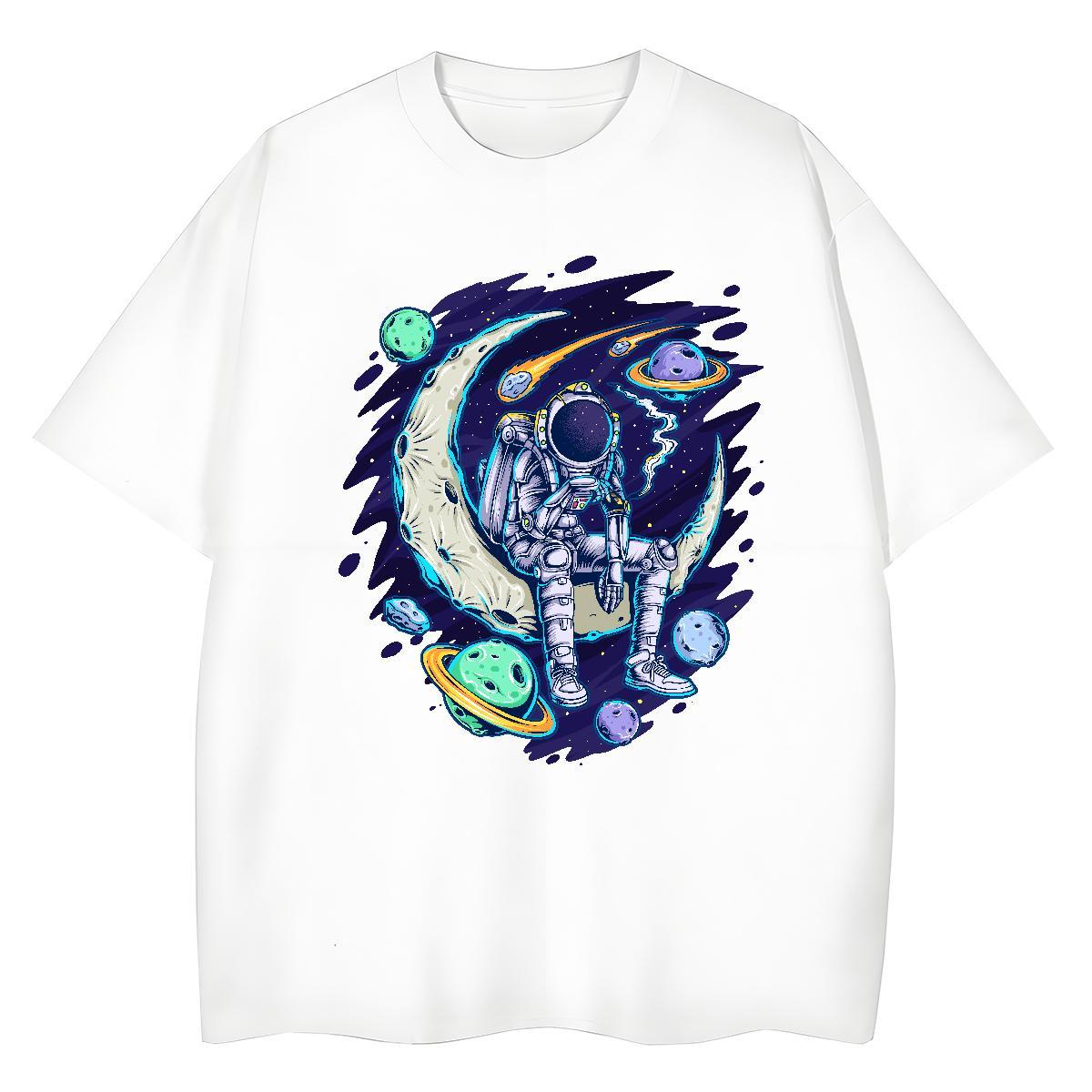 Designer Women Tshirts 230g 100% Cotton cosmonaut Daily Outfit T Shirts Women Breathable Crew Neck Skull Clothes Shirt