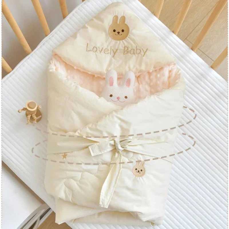 Winter Thick Baby Swaddle Blanket Wrap Soft Fleece Warm Comforter Quilt Newborn Sleeping Bag Envelope Infant Bedding Baby Stuff M240824