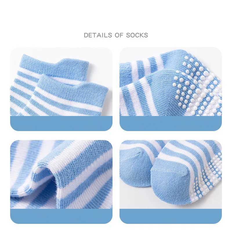 6 Pairs 0-5 Years Old Non-Slip Kids Socks with Grip Little Girls Boys Ankle Socks Infants Toddlers Children Floor Socks CL240824
