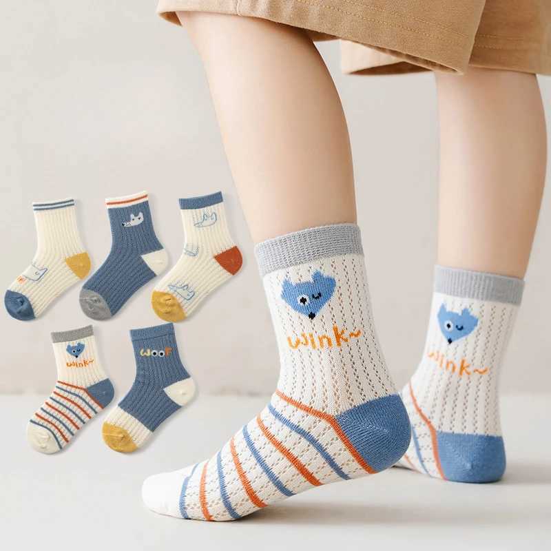 5Pairs/lot Children Socks for Girls Cotton Cute Outdoor Travel Sports Socks Cartoon Animal Causual Sports Clothes Accessories CL240824