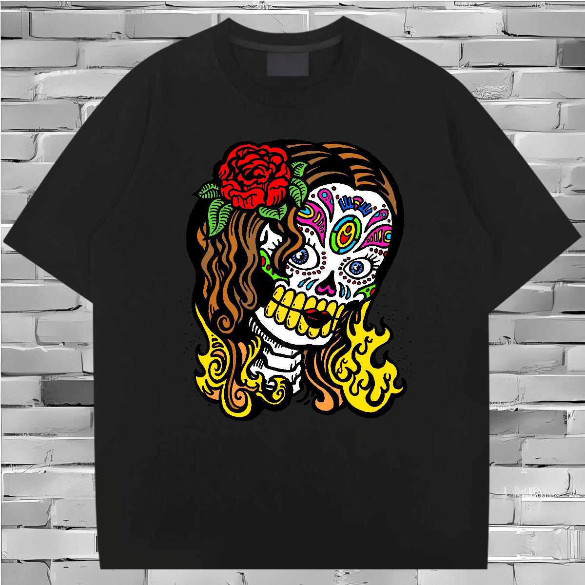 Wholesale T Shirt For Man 100% Cotton 230g skull Sport Oversized O-Neck Short Sleeve Tshirt for Man Woman New Polos