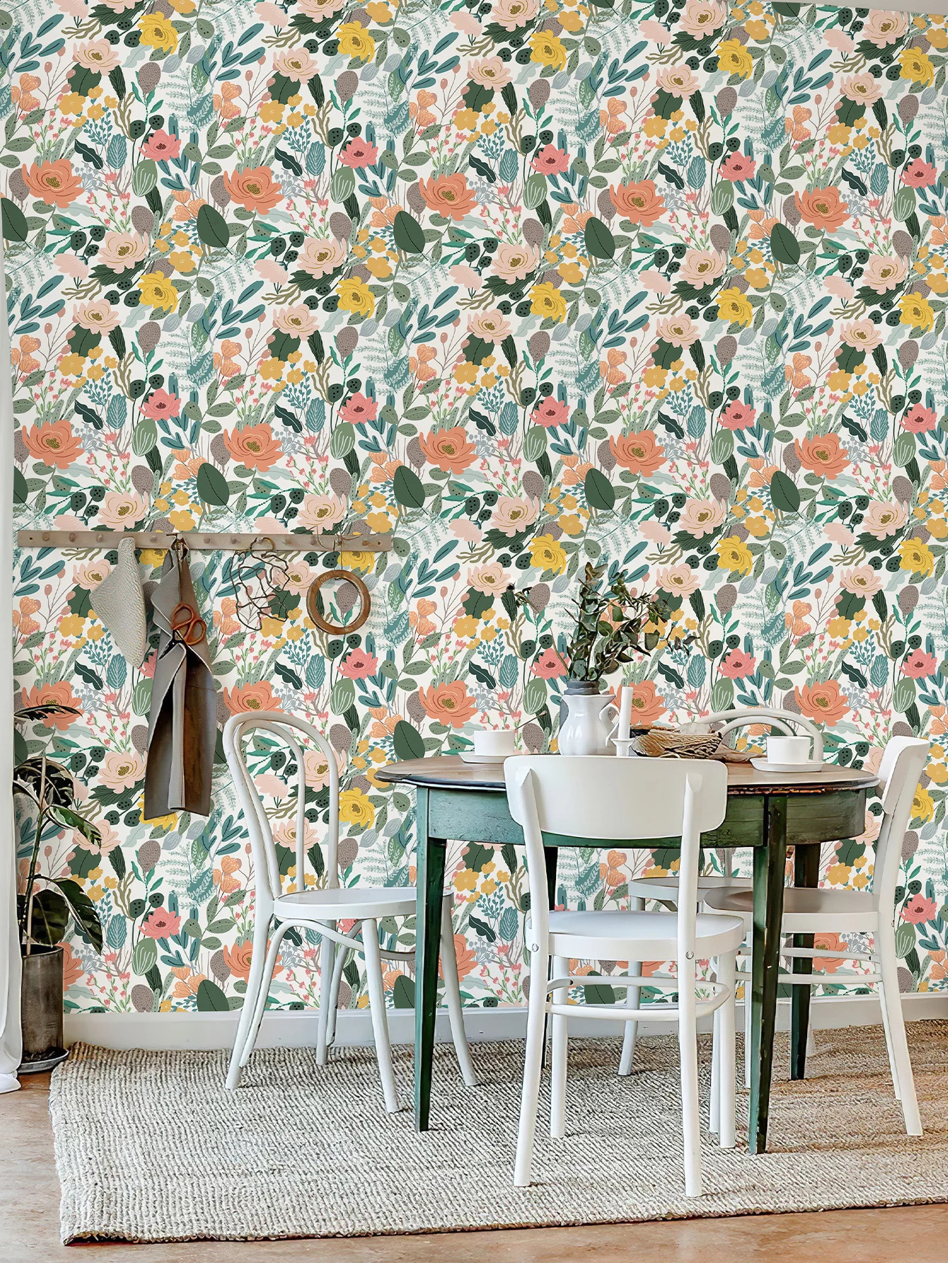 Fresh Green Floral PVC Wallpaper Elegant Spring Peel And Stick Wall Decor Casual Furniture Waterproof Cabinet Contact Paper 240823