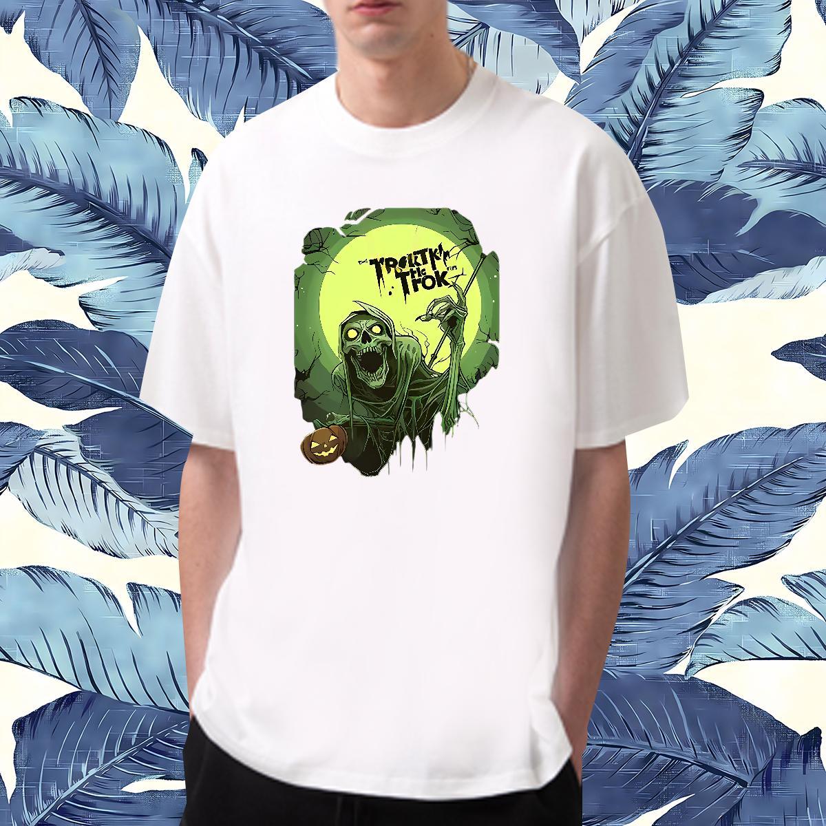 Loose Fit T shirt 100% Cotton 230g skull Hip Hop Street Black Oversized Round Neck Short Sleeve Tshirts New Designer Tops Tees