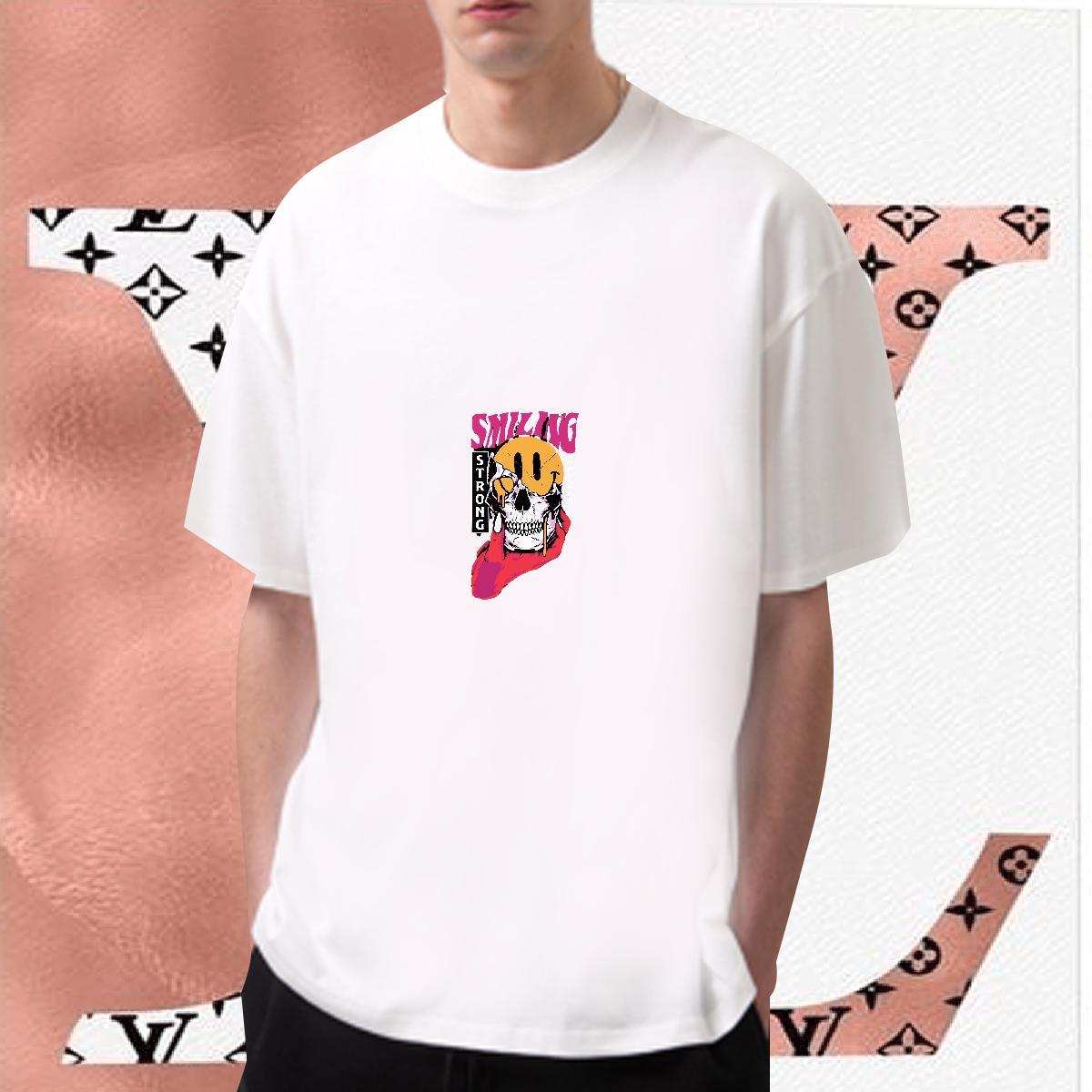 Brand Men T Shirts 100% Cotton 230g skull Home Outdoor Custom Anime Round Neck Short Sleeve Men Tees Classic Tops