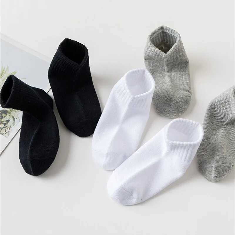 5 Pairs/Lot Summer New Children Cotton Socks Fashion Pure Black White Gray For 1-12 Years Kids Teen Student Baby Girl Boy Socks CL240824