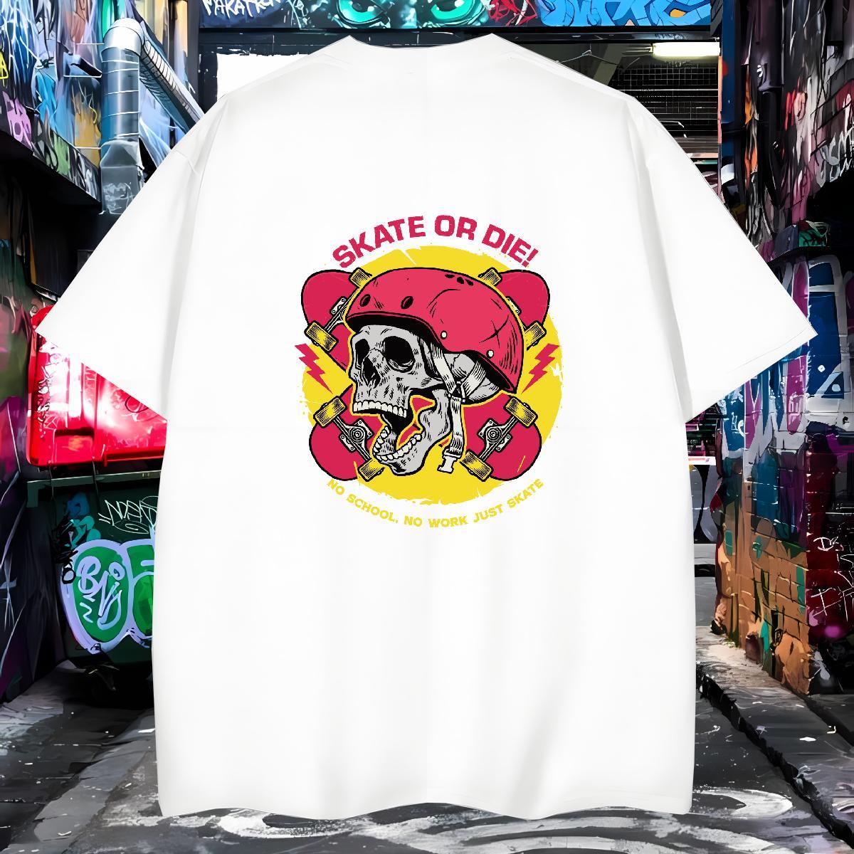 High Quality Man T Shirts 100% Cotton 230g skull Street Wear Graphic Breathable Crew Neck Men Tops Tees DIY Clothings