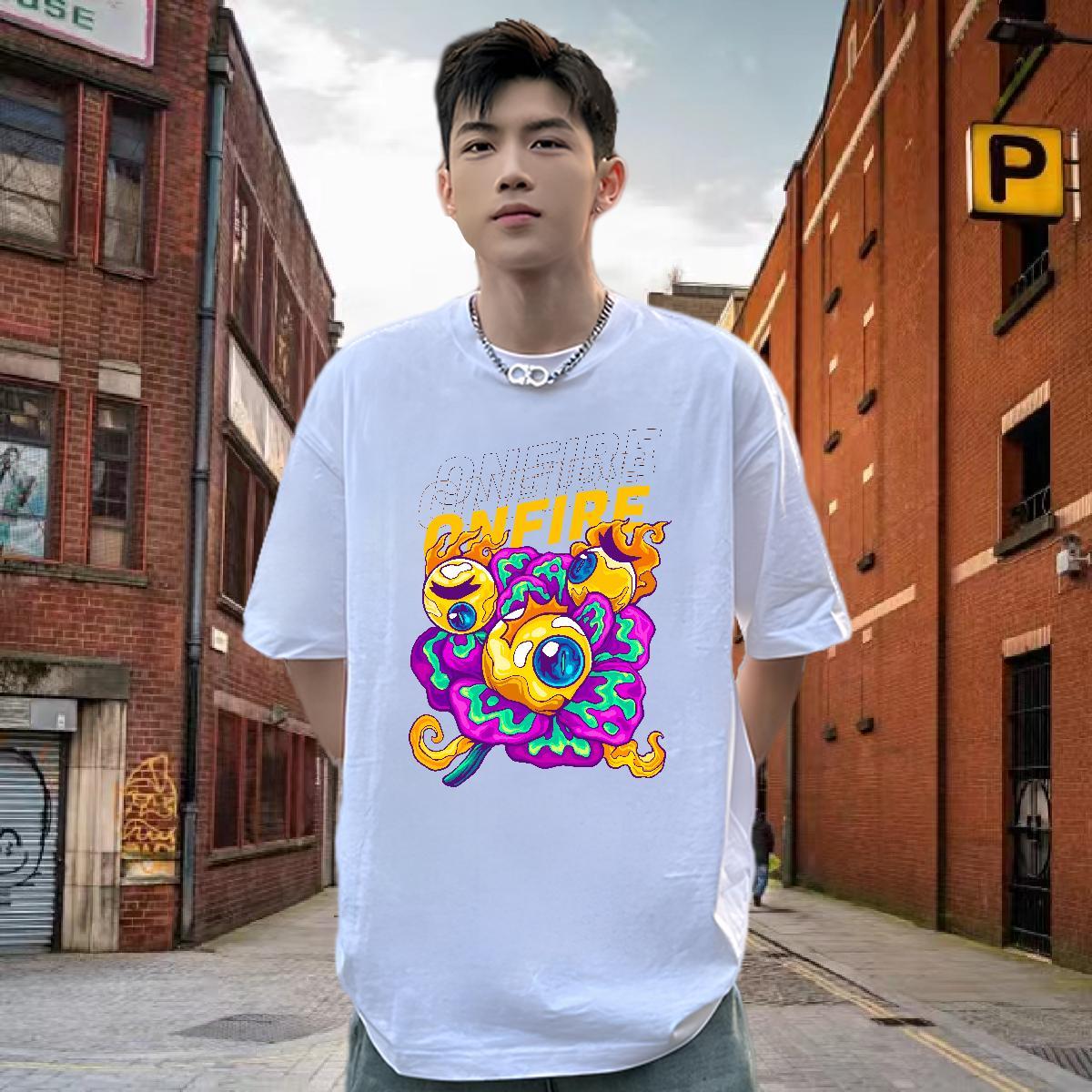 Popular Mens T Shirts 100% Cotton 230g ET Hip Hop DIY Breathable Crew Neck Mens Tshirts Fashion Casual Wear
