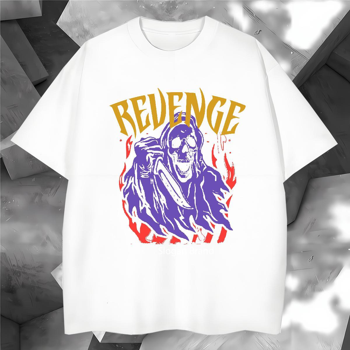 Loose Man T Shirts 230g 100% Cotton skull Casual Daily Wear Black Oversized O Neck Short Sleeves Men Tshirts DIY Top Tees