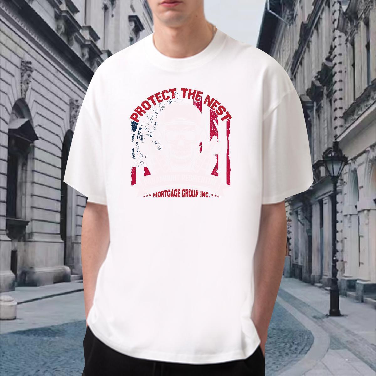 TOP Quality Man T Shirts 100% Cotton 230g skull Summer Casual Cartoon Print Breathable Tshirts DIY Tops Shirt