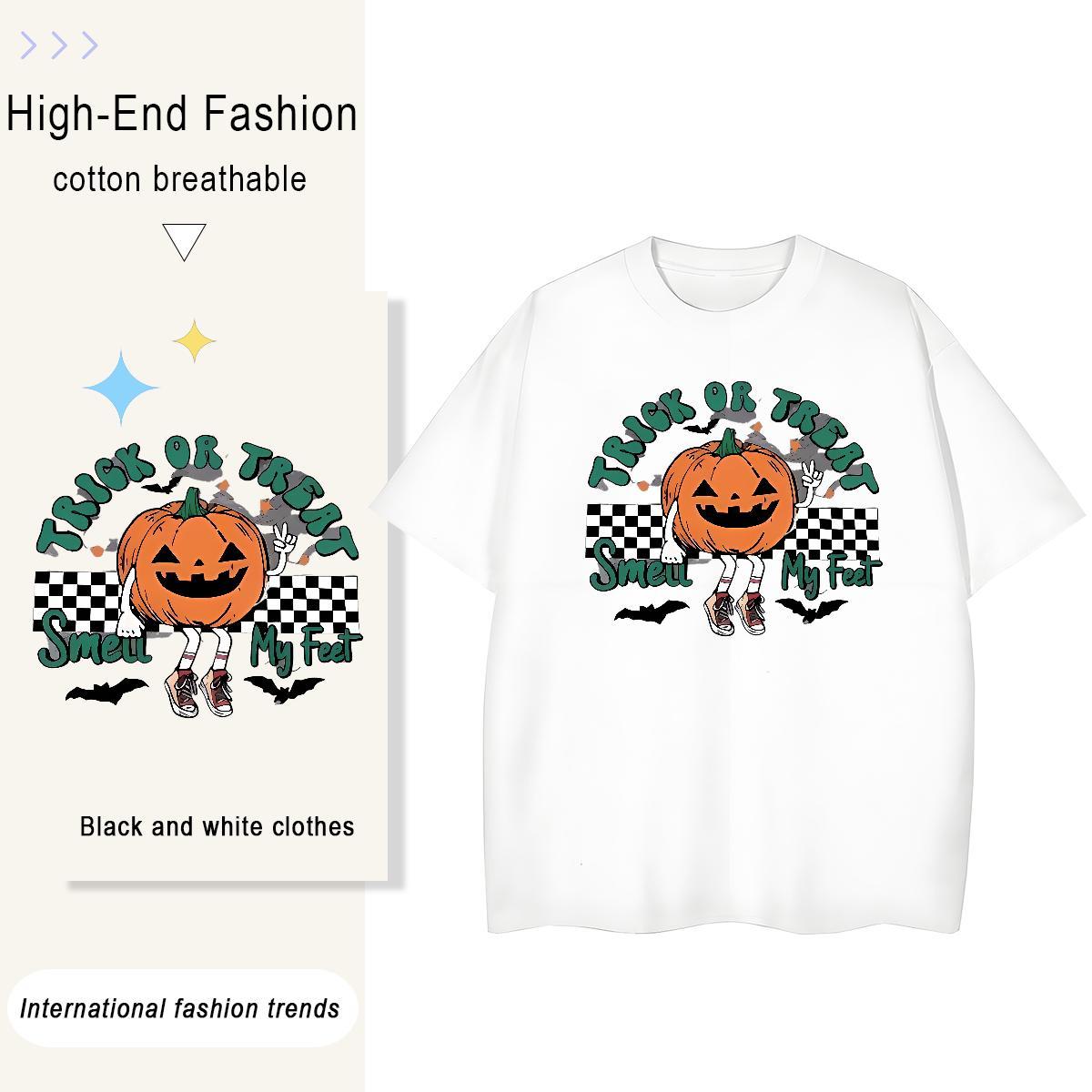 Free Shipping Men Clothes T-Shirt pumpkin Summer Casual 230g 100% Cotton Tops Round Neck Short Sleeve Comfortable T-Shirts for Men Anime