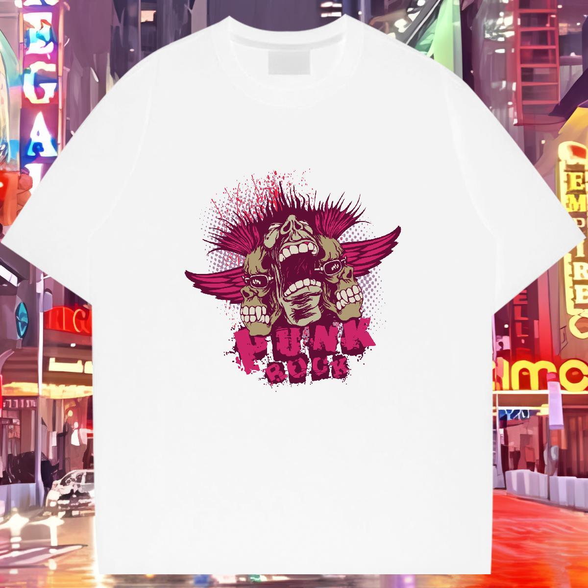 TOP Quality Mens T Shirts 230g Pure Cotton skull Street DIY Crew Neck Men Tshirts Wholesale Clothes