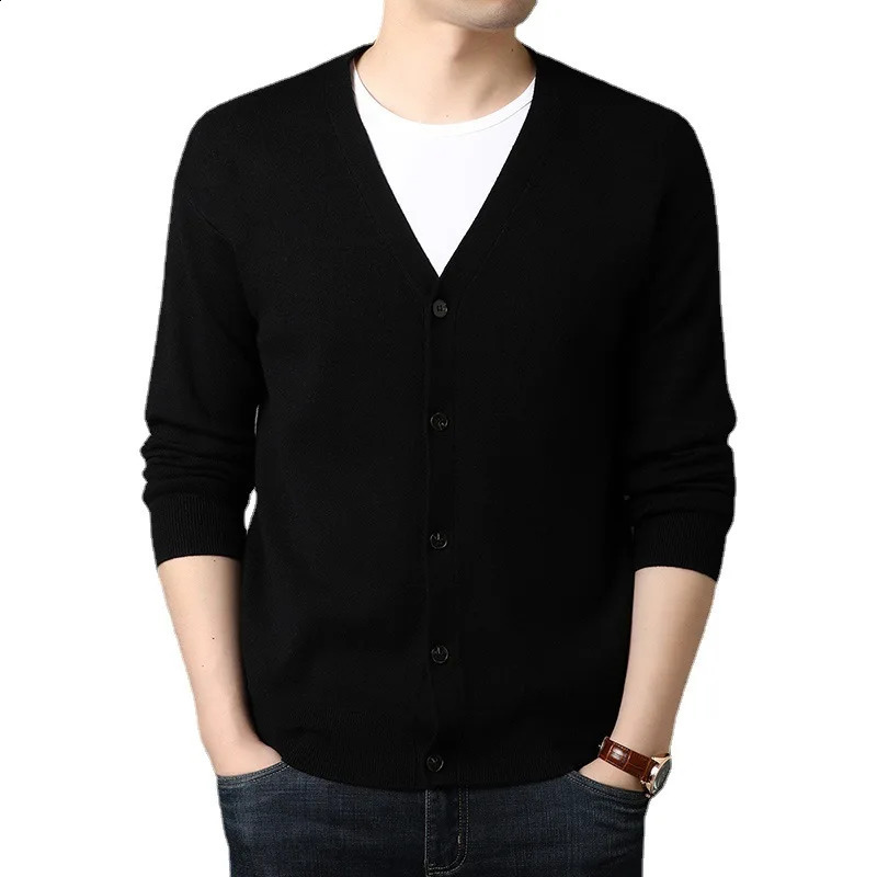 Cashmere sweater mens Vneck warm thick loose casual autumn winter knitted wool plus size M5XL 240824