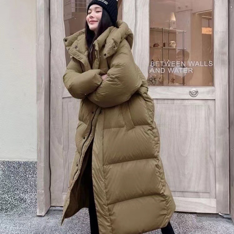 Inverno New Womens Med Lunghezza Cotone Cotone Cotone Cotone Con Cappuccio Di C…