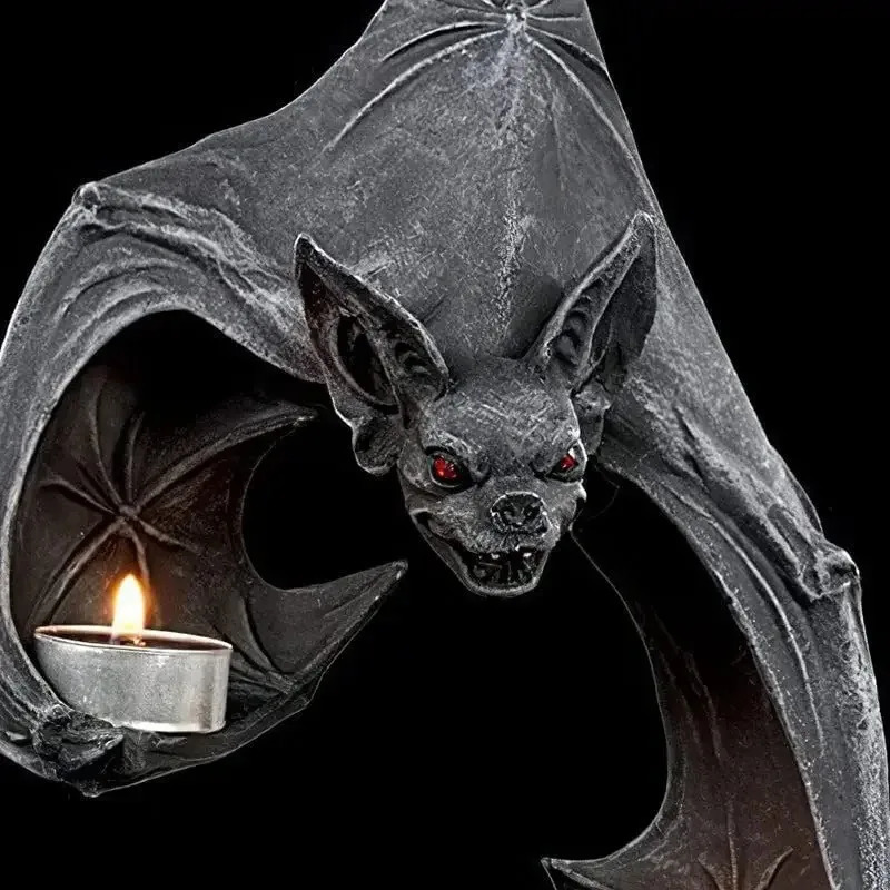 Bat Wall Tealight Holder Halloween Candlestick Bat Statue Garden Hanging Candlestick Light Garden Home Halloween Decoration 240824