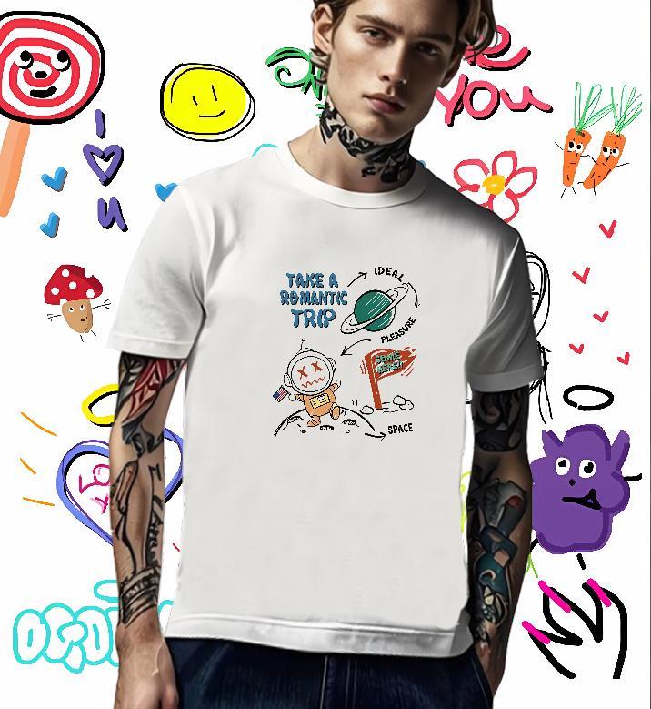 Cool Design T-Shirts 230g Cotton star Hip Hop Plus Size Cartoon Breathable Tshirt for Man Woman 2024 DIY Polos
