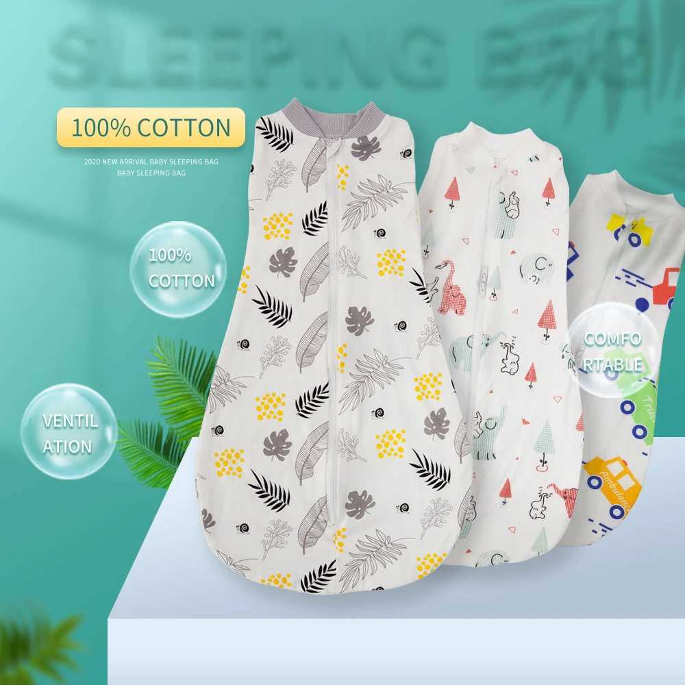 Baby Sleeping Bag For Newborn 100% Cotton Baby Swaddle Sack Blanket Soft Cute Pattern Aircondition 0-6M 2in1 Multifunctional M240824