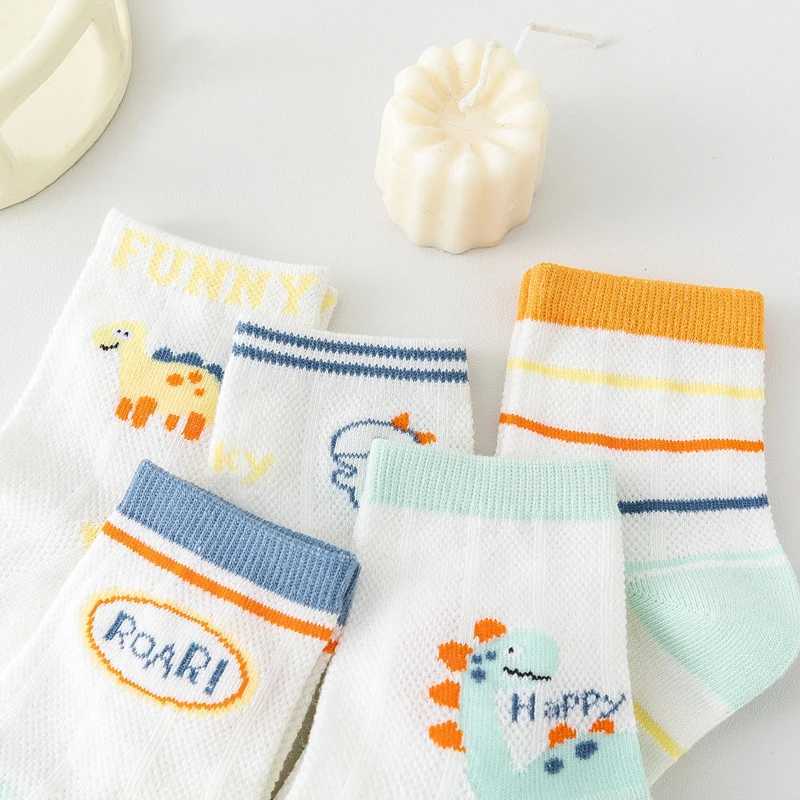 5 pairs of boys socks summer thin mesh breathable fashion childrens socks CL240824