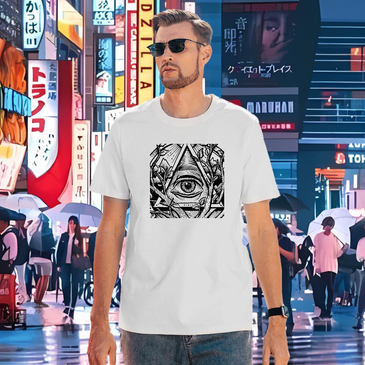 Classic T shirt 100% Cotton 230g eye of the devil Spring Summer Plus Size Custom Breathable Short Sleeve Men Tees DIY Customized Clothings
