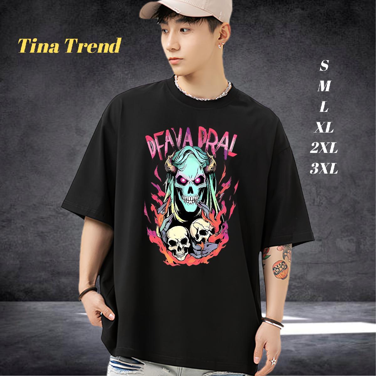 Wholesale T Shirts Men 230g Cotton skull Outdoor Custom Anime Round Neck Short Sleeve Couples T Shirts Classic Casual Clothes