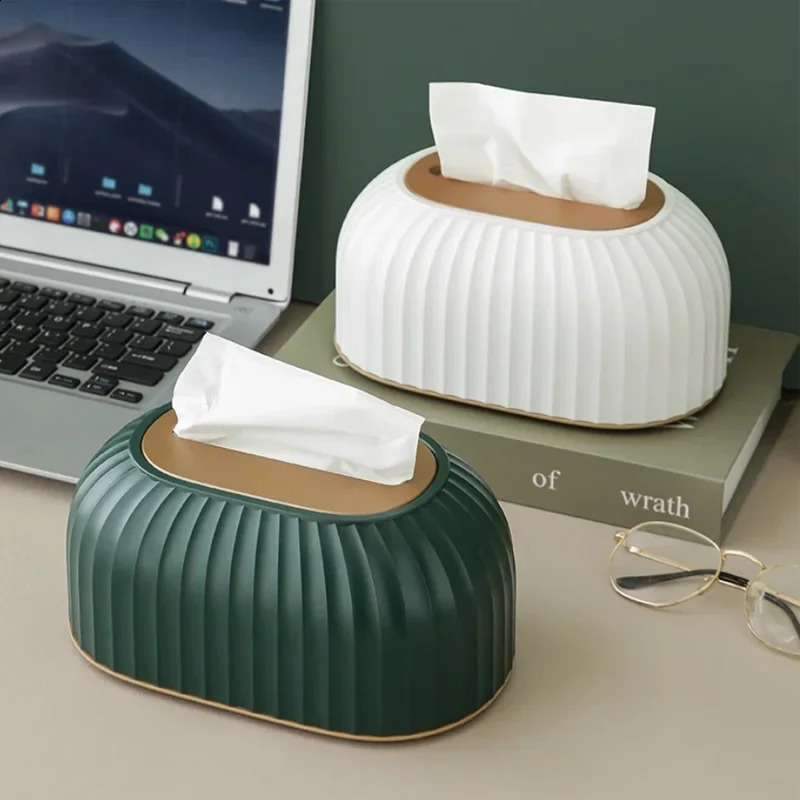 Nordic Striped Tissue Box Holder Toilet Paper Table Napkin Car Dispenser Home Decoration High Quality 240819