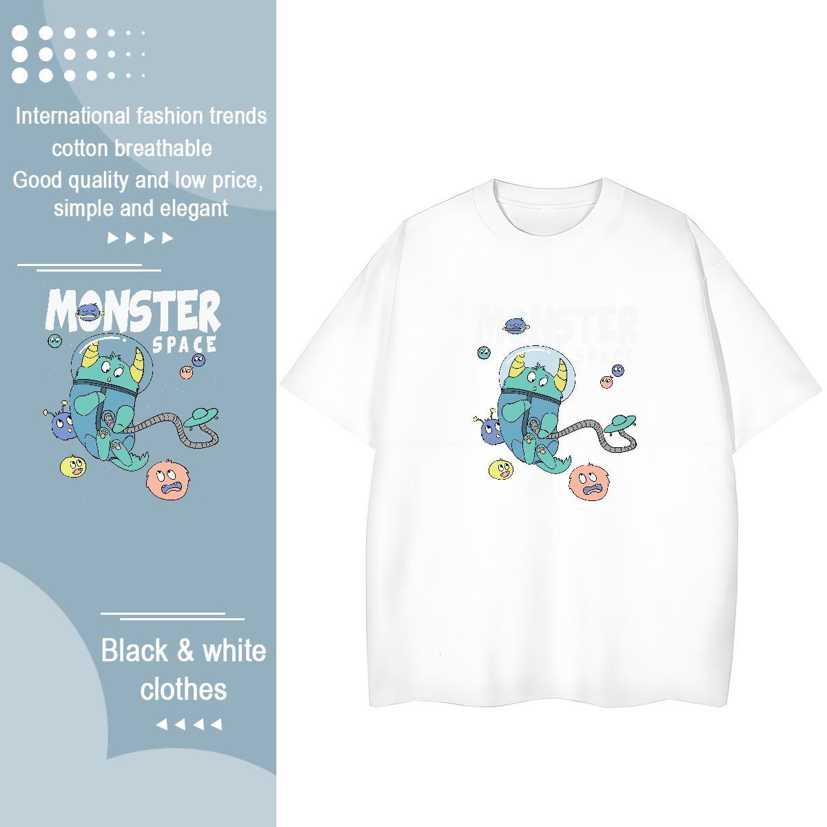 High quality Womens Tshirts 230g Pure Cotton USA Summer Casual T-Shirts for Women Crew Neck Anime Print Top Shirts
