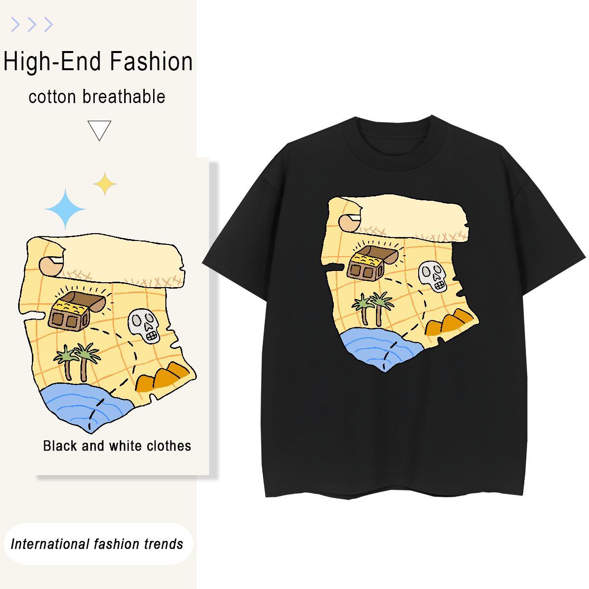 Wholesale Couples T Shirts 100% Cotton 230g painting Casual Beach T-Shirts Crew Neck Breathable DIY Anime Printed Wear