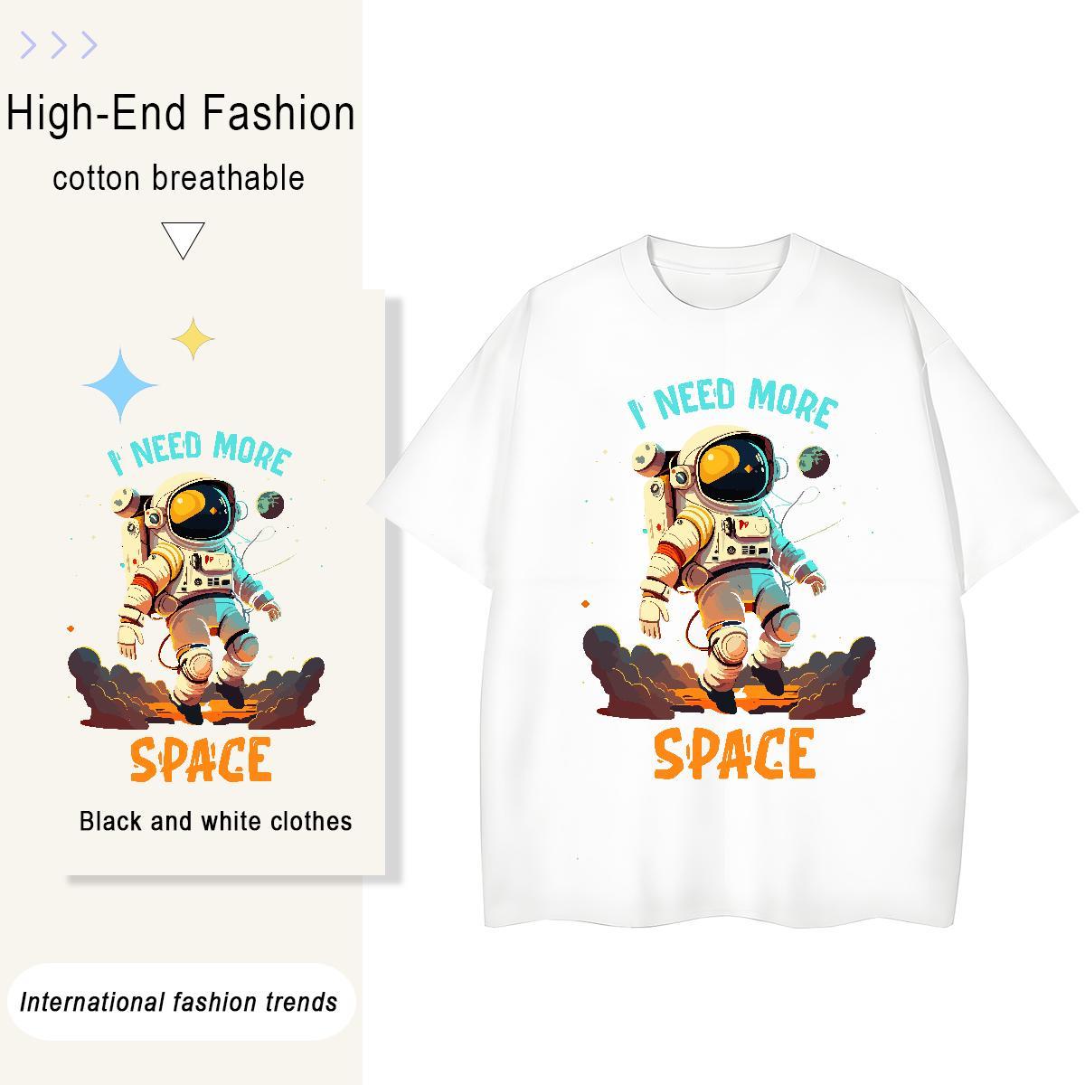 Female Women Tshirts 230g Cotton universe Sports Street Wear T-Shirts Breathable Crew Neck Oversized Tops Tees