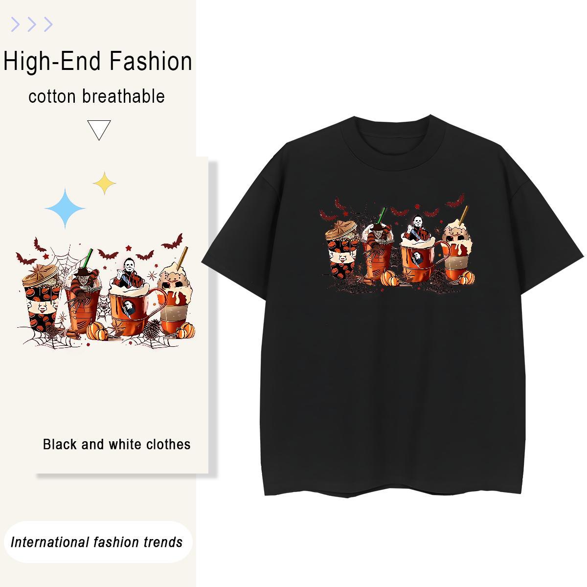Classic Men Clothes T-Shirt halloween Street Casual 100% Cotton 230g Tops Shirt O-Neck Short Sleeve High Quality Mens T Shirts DIY Logo Oversized