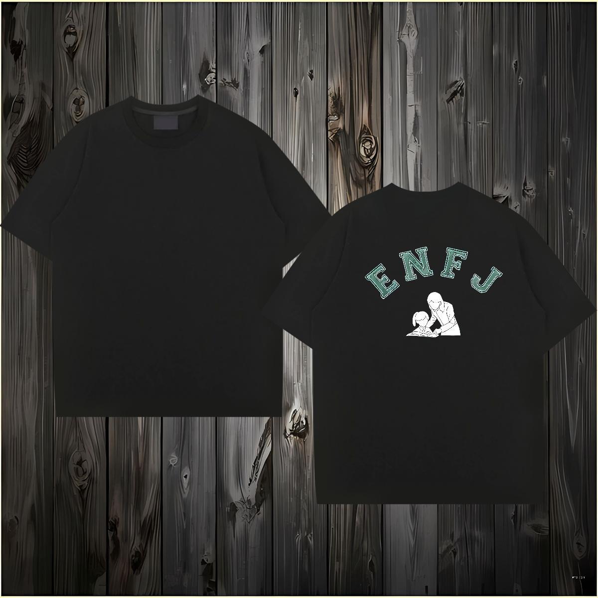 TOP Quality T-Shirts 100% Cotton 230g letter Street Floral Print Round Neck Short Sleeve Men Clothes T-Shirt Classic Tshirts