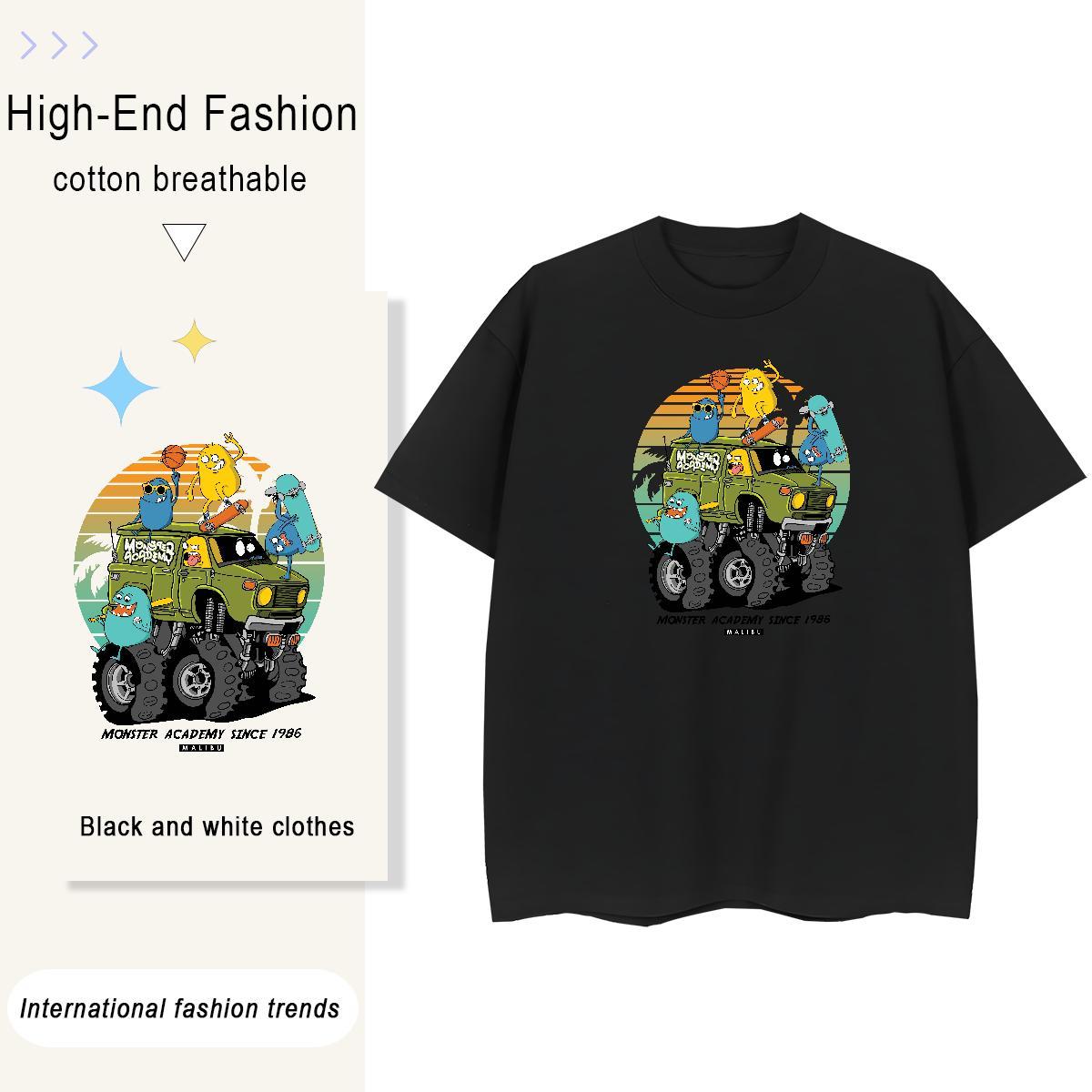 Unisex Tshirt for Man Woman 230g Cotton America Casual T-Shirts Short Sleeve O-Neck Cartoon Printing L-4XL Tees Shirts