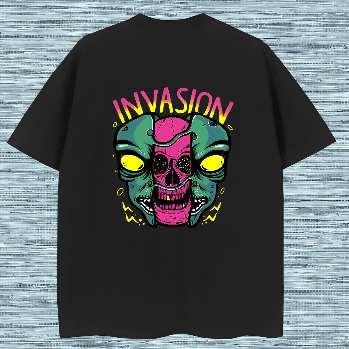 Comfortable Men T Shirts 230g 100% Cotton skull Street Casual Cartoon Printing L-4XL Crew Neck Breathable Men Clothes T-Shirt 2024 New Tees Shirts