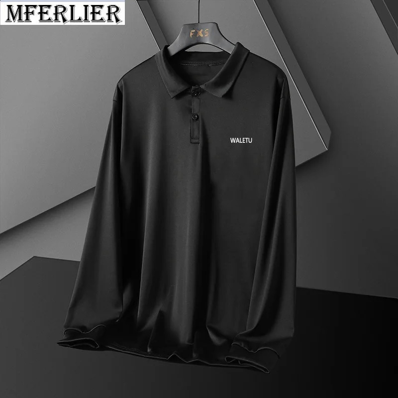 autumn winter men t-shirts plus size 8XL 9XL 10XL long sleeve polo shirt pockets tops loose tees 74 72 70 240824