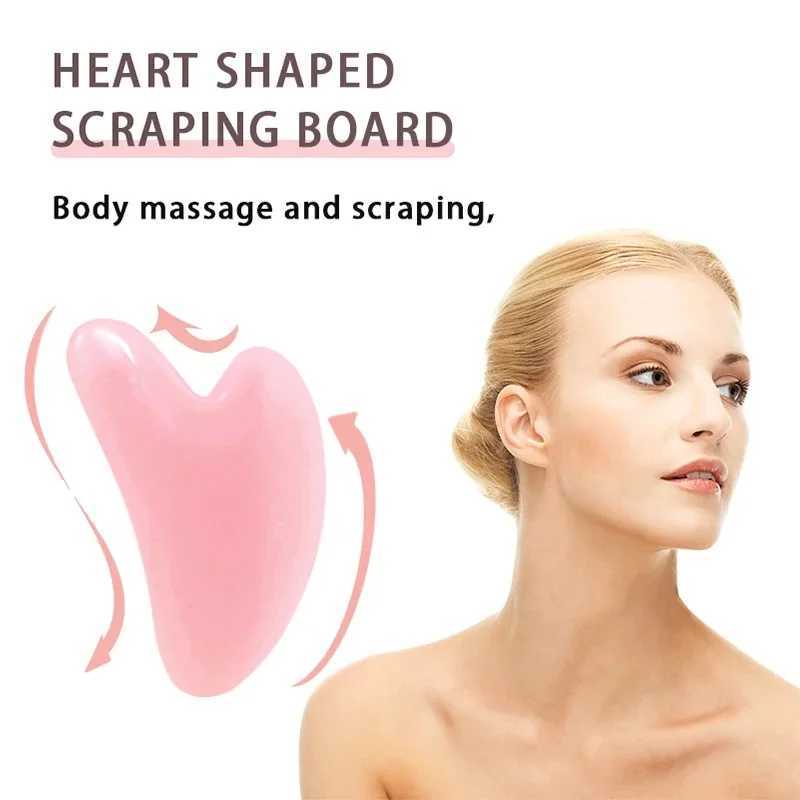 Facial Massager Double Head Roller Beauty Stick Heart Shaped Scraping Tablets Pink for Full Body Massage Tools Pink IW and Set CL240824