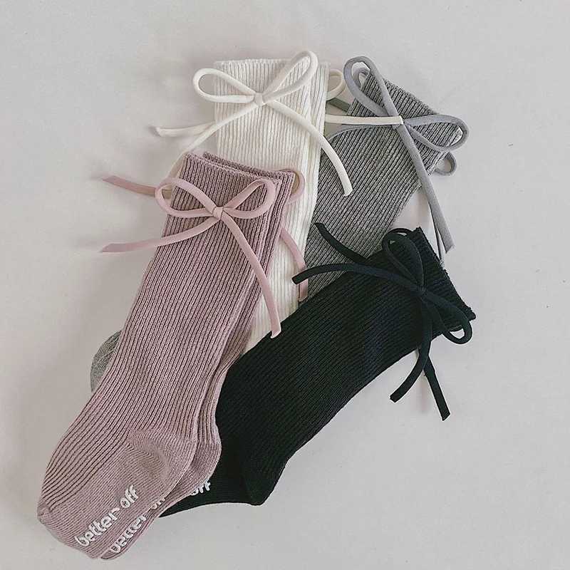 1-7Y Cute Girls Knee High Socks Big Bows Non-Slip Infant Baby Long Tube Socken Cotton Soft Childrens Stocking High Quality CL240824